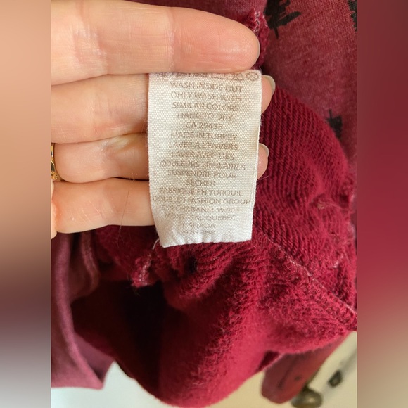 Wanakome Artemis Cowl Neck Hoodie Sweatshirt Cranberry Pine Trees M - Picture 7 of 12